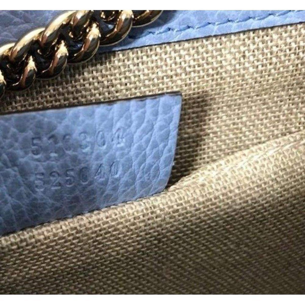 Blue Leather Marmont Interlocking GG Crossbody Bag