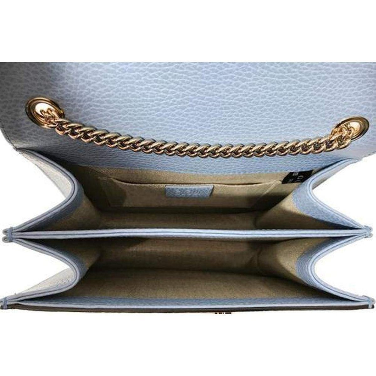 Blue Leather Marmont Interlocking GG Crossbody Bag