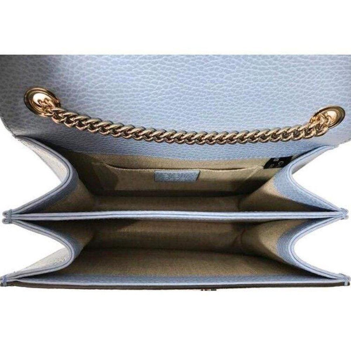 Blue Leather Marmont Interlocking GG Crossbody Bag