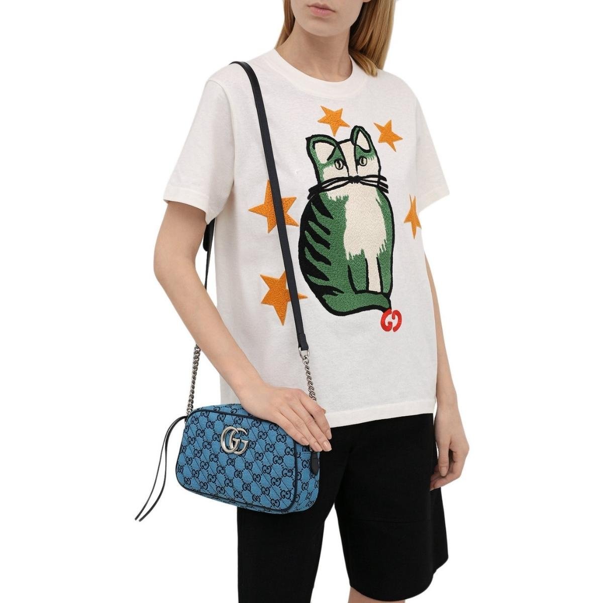 GG Marmont Quilted Crossbody Bag in Blue