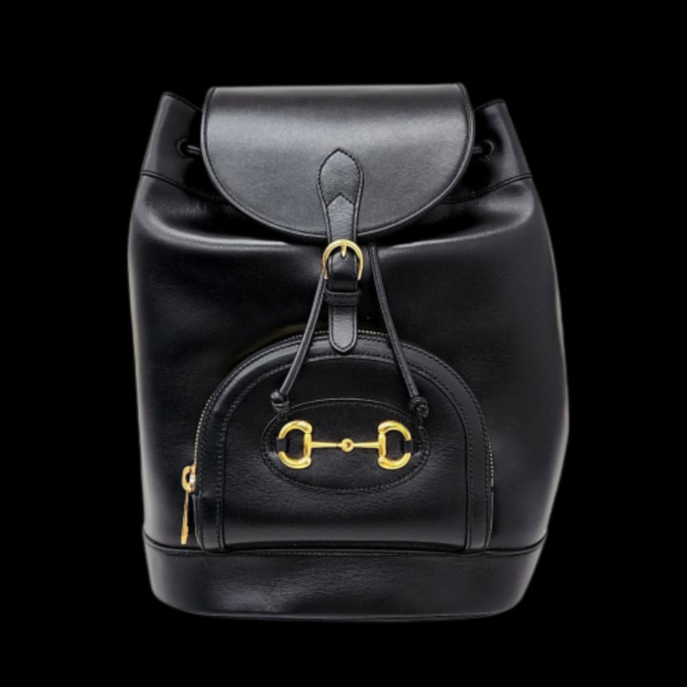 Black Leather Gucci Backpack