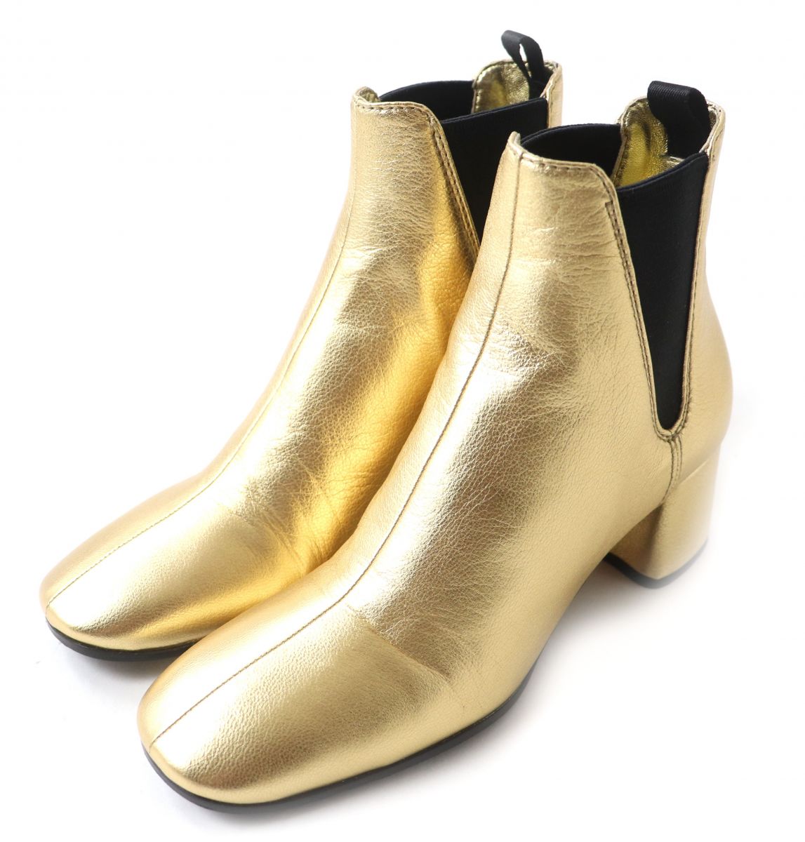 PRADA boots leather Gold x Black 35