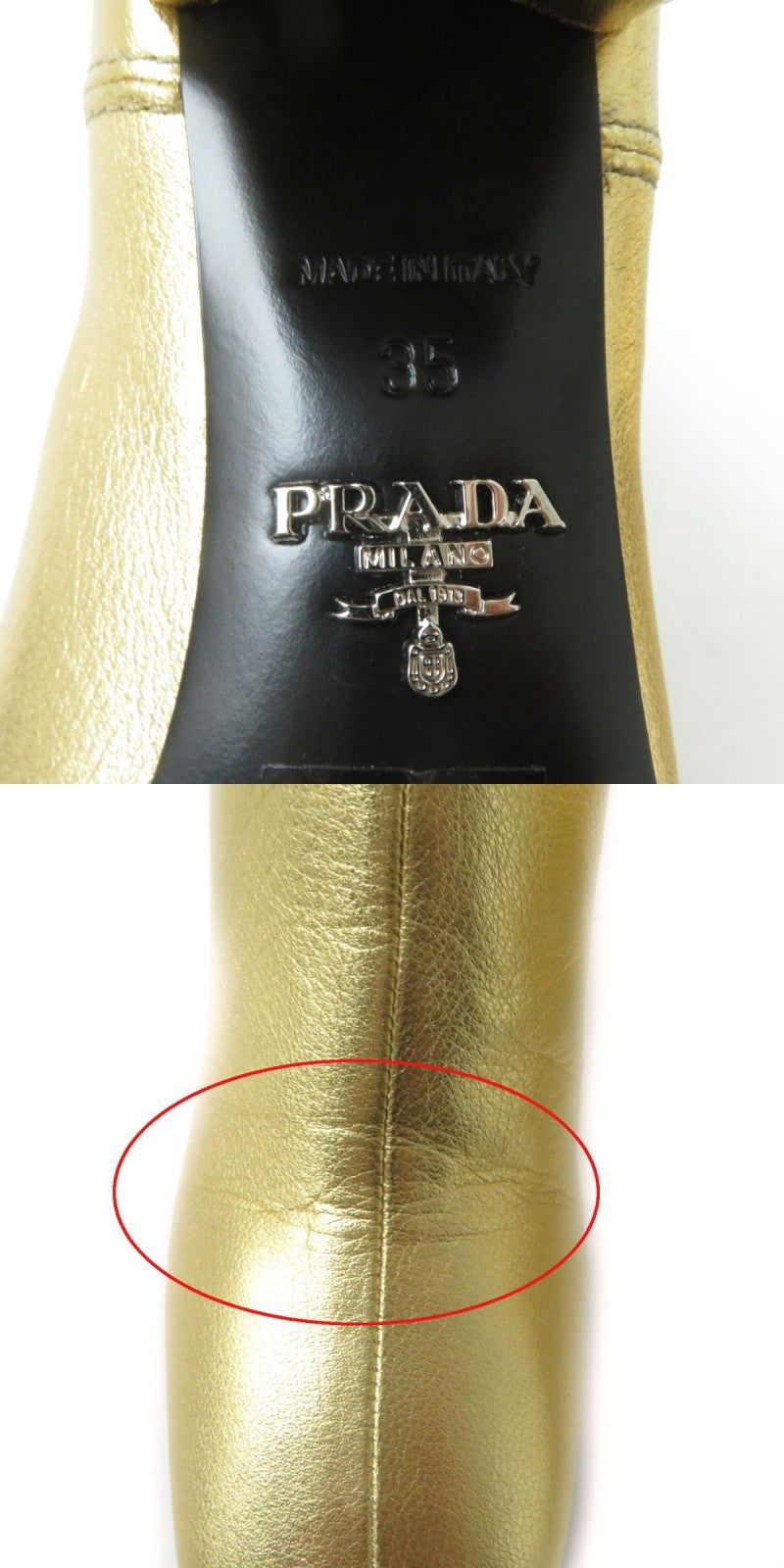 PRADA boots leather Gold x Black 35