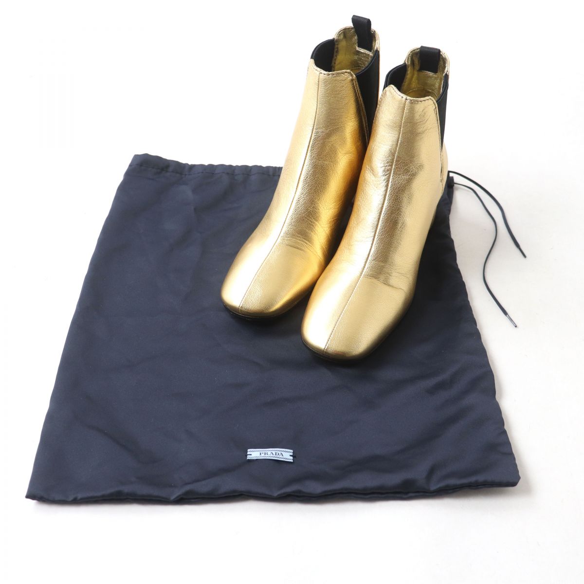 PRADA boots leather Gold x Black 35