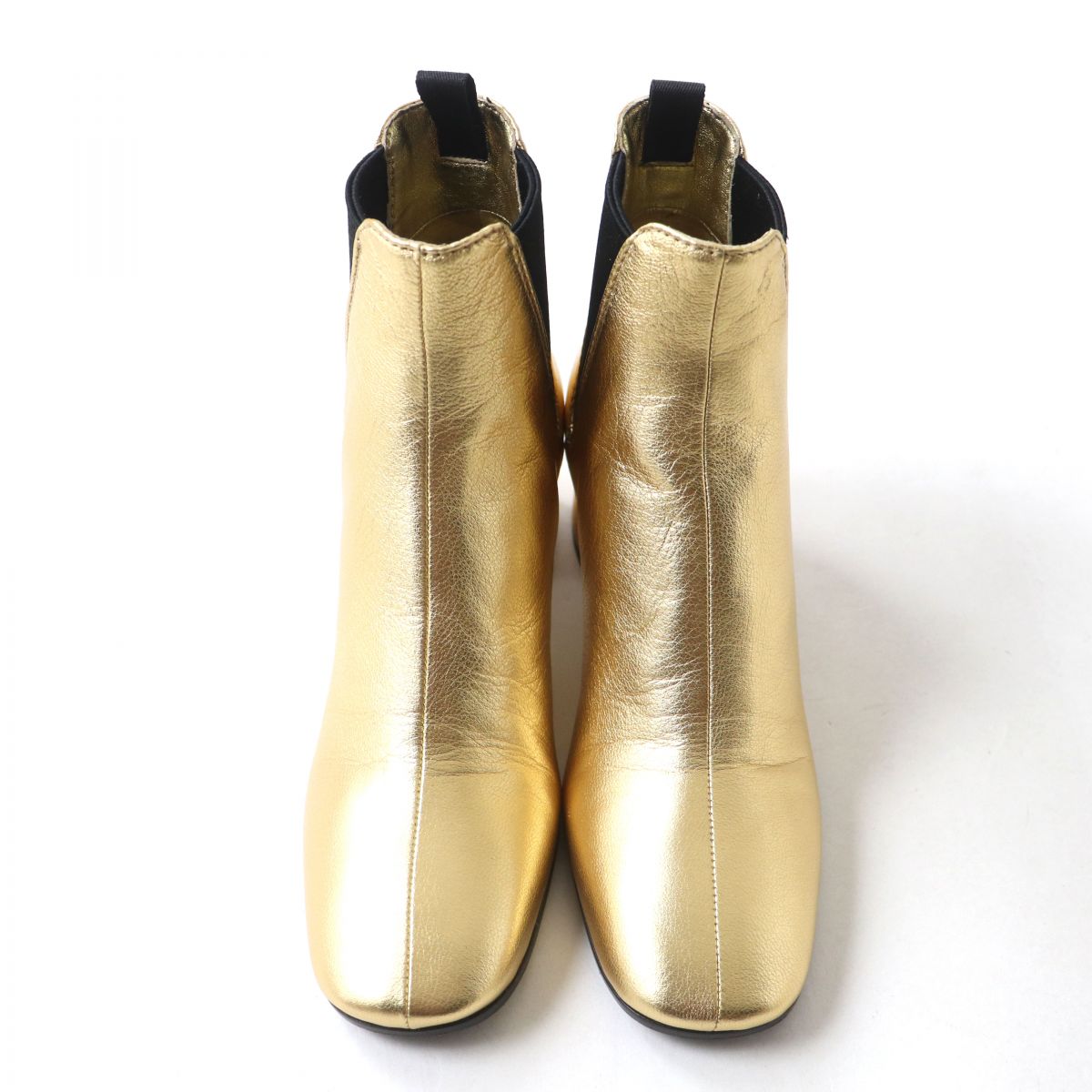 PRADA boots leather Gold x Black 35