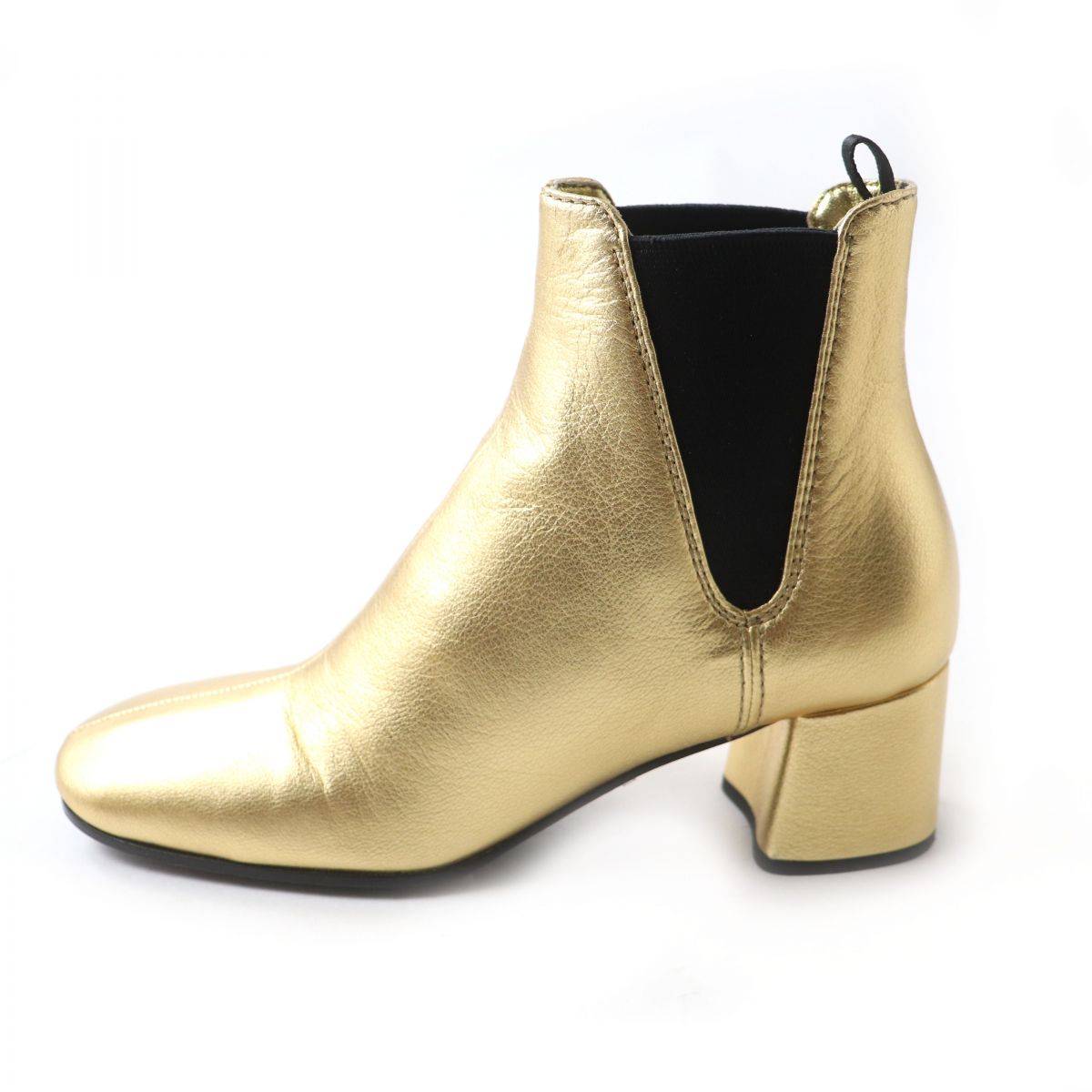 PRADA boots leather Gold x Black 35