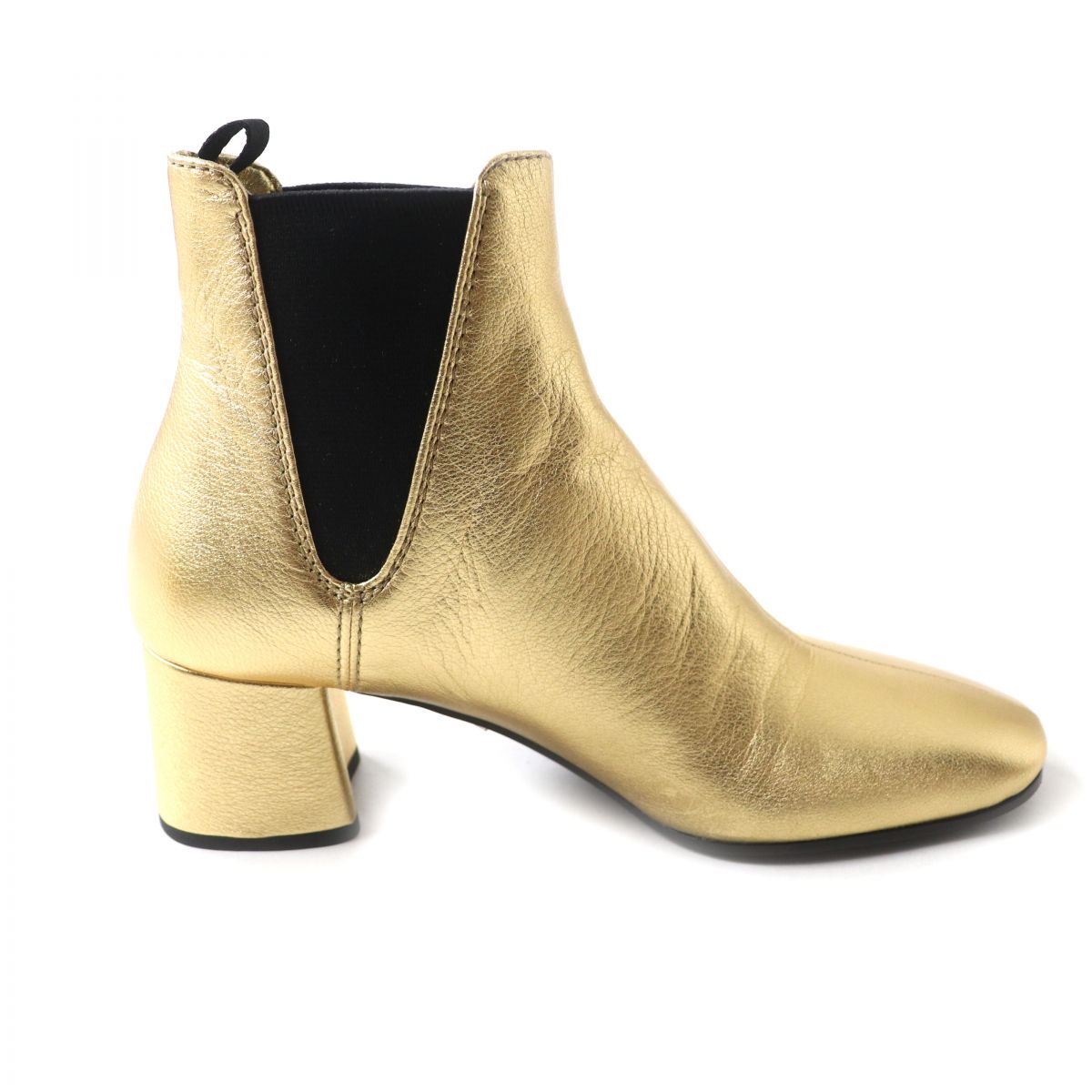 PRADA boots leather Gold x Black 35