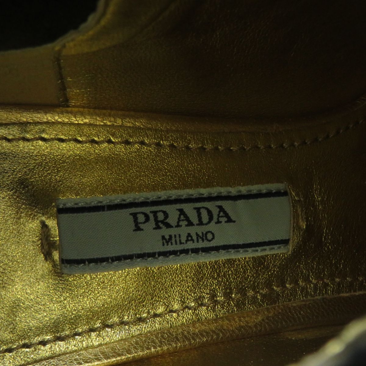 PRADA boots leather Gold x Black 35