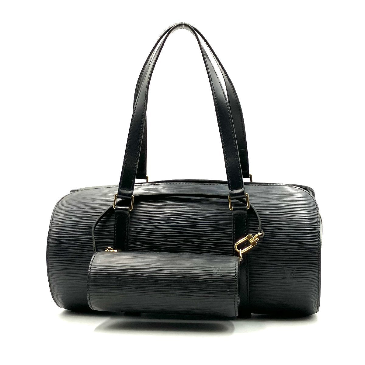 LOUIS VUITTON Epi Soufflot Handbag Black Gold Hardware