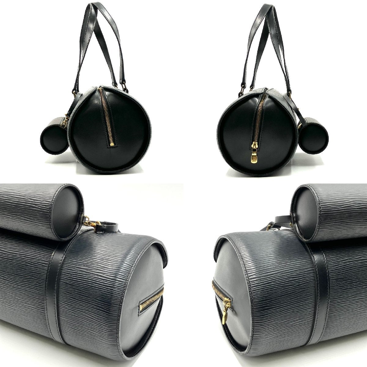 LOUIS VUITTON Epi Soufflot Handbag Black Gold Hardware