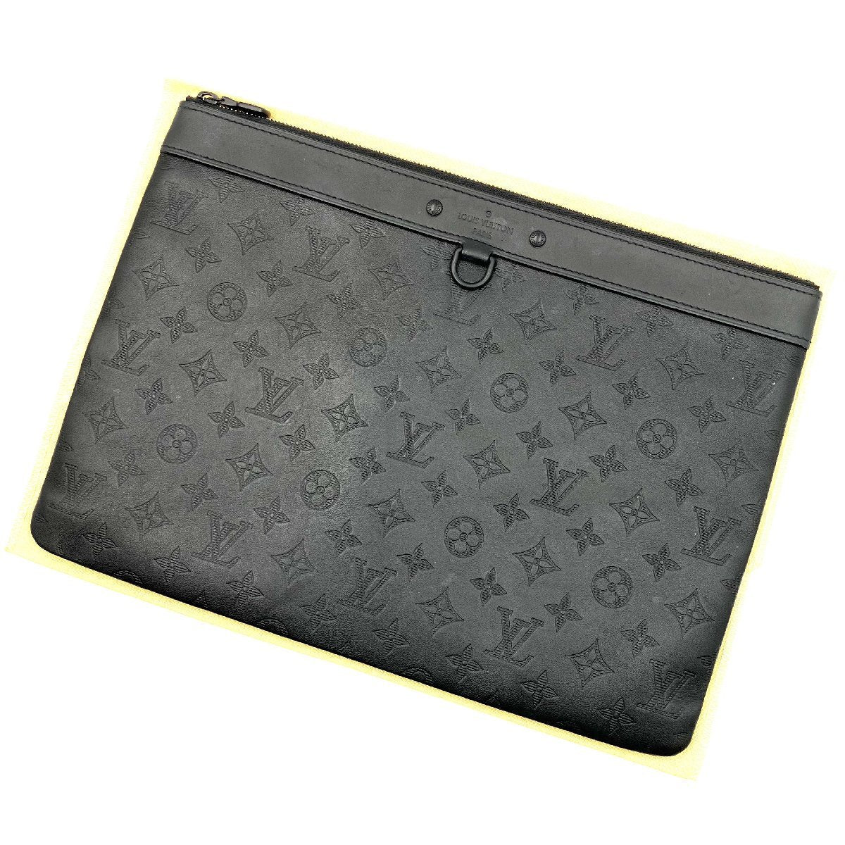 LOUIS VUITTON Monogram Shadow Pochette Discovery Clutch Bag black RFID
