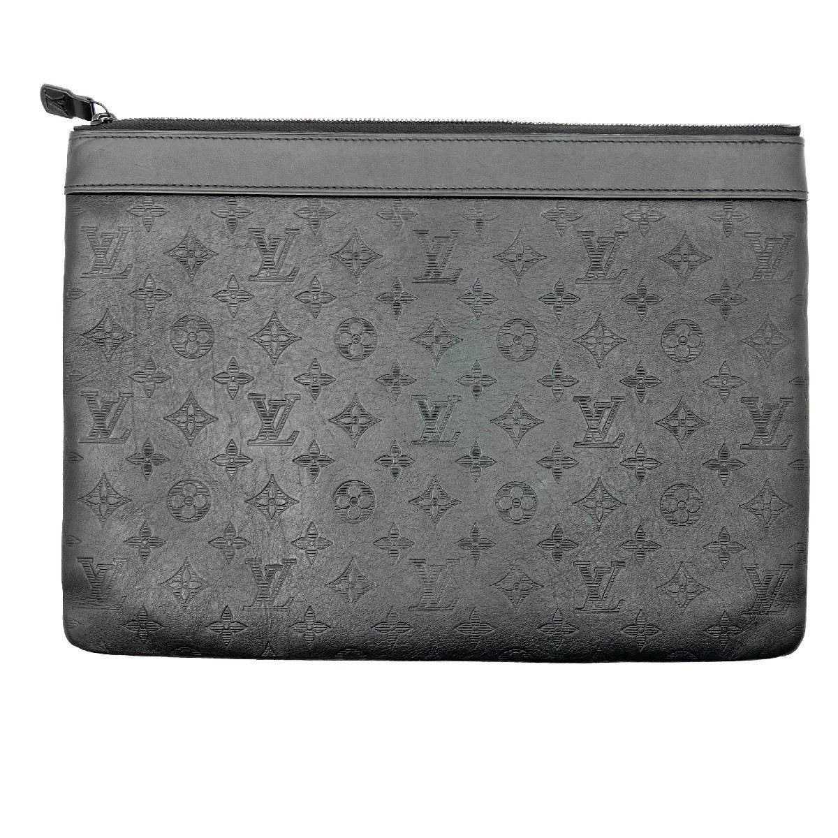 LOUIS VUITTON Monogram Shadow Pochette Discovery Clutch Bag black RFID