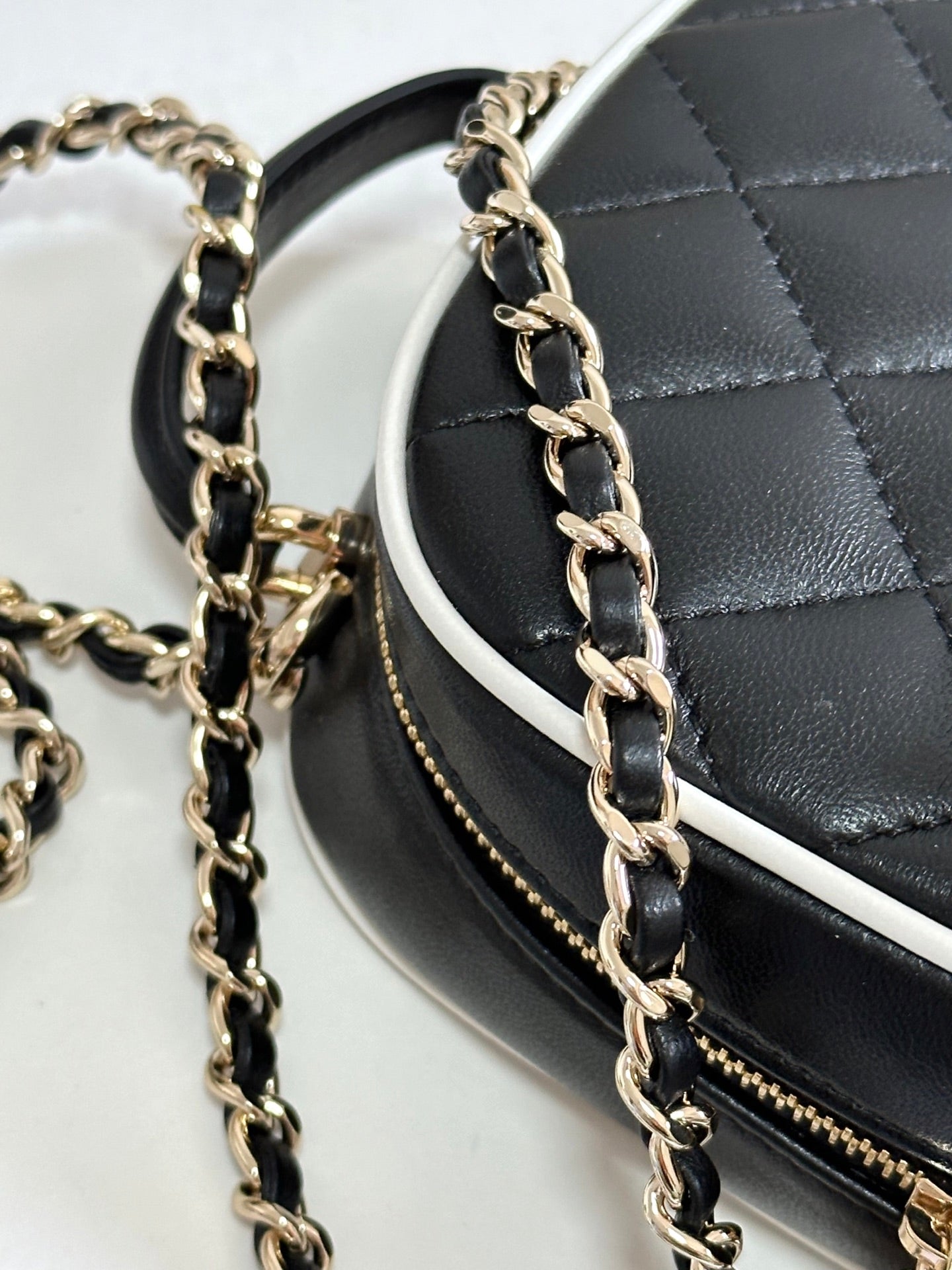 CC 25P Mini Backpack 18 Black White Lambskin Gold Hardware 243528