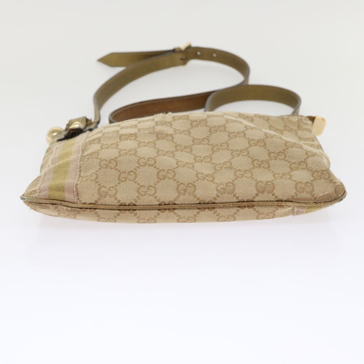 GUCCI GG Canvas Sherry Line Shoulder Bag Beige Gold pink