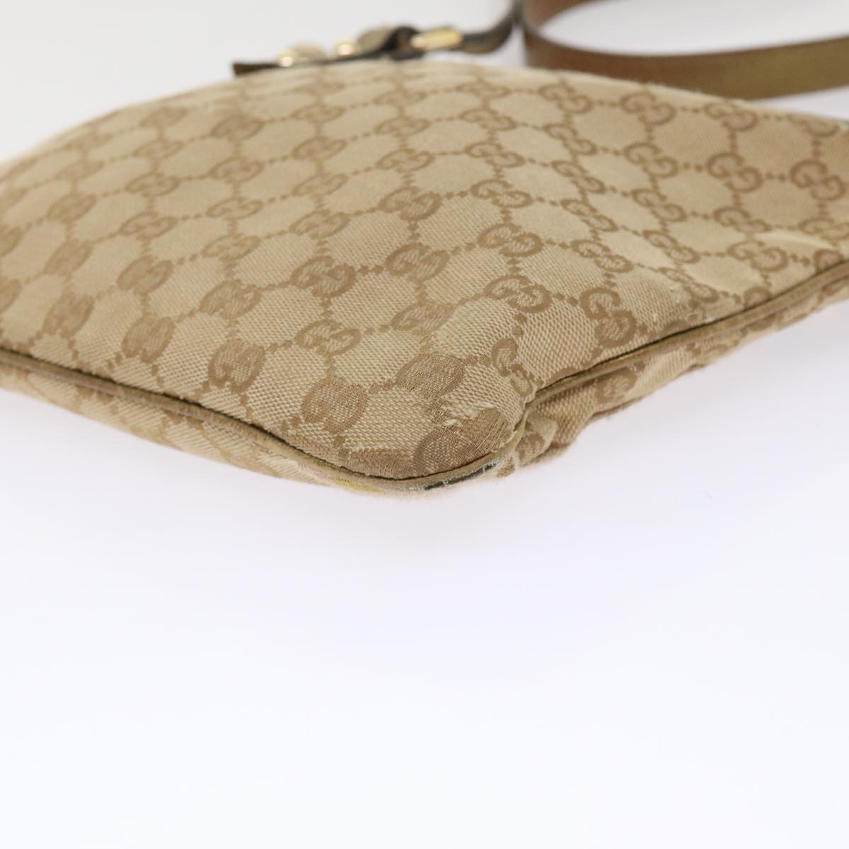 GUCCI GG Canvas Sherry Line Shoulder Bag Beige Gold pink