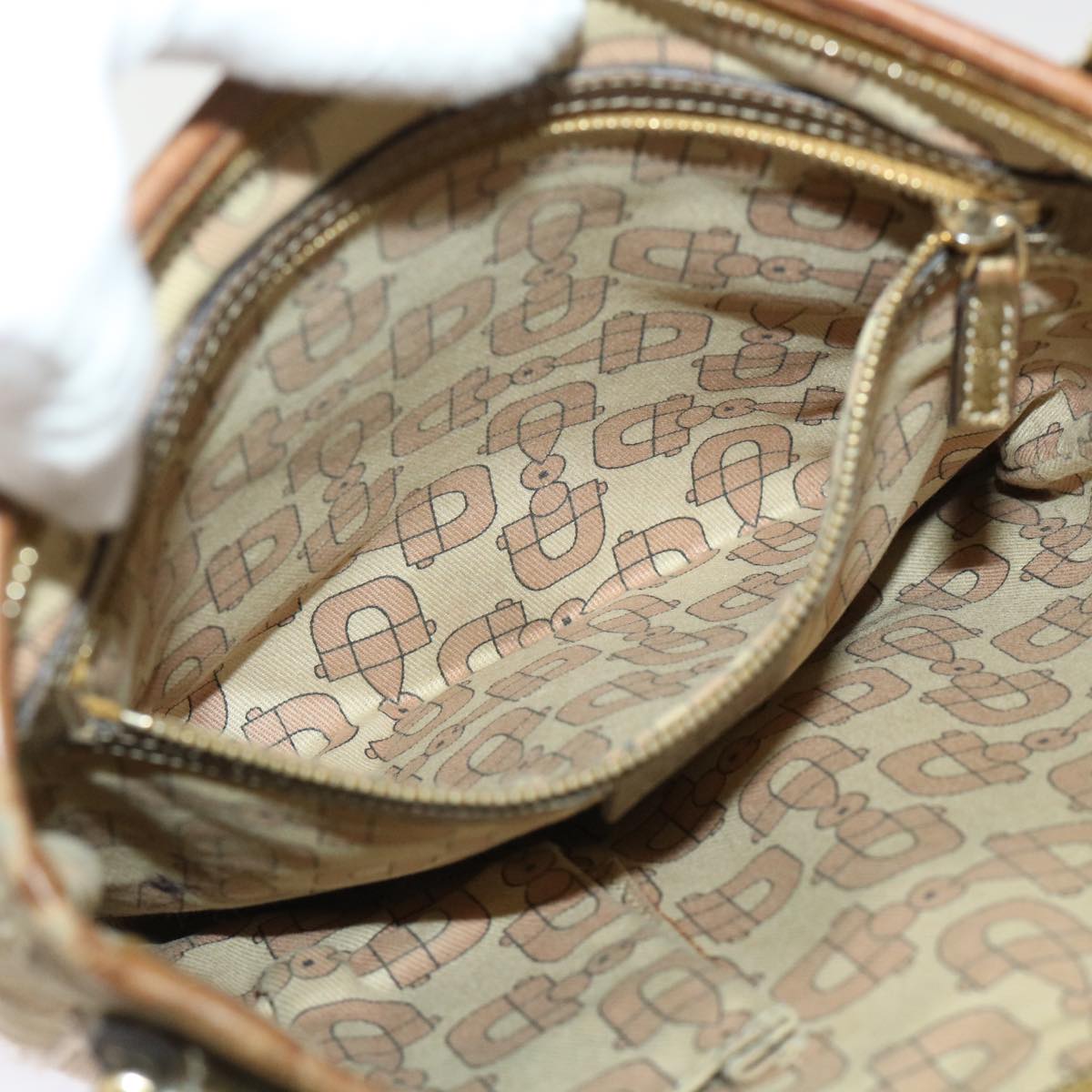 GUCCI GG Canvas Sherry Line Shoulder Bag Beige Gold pink