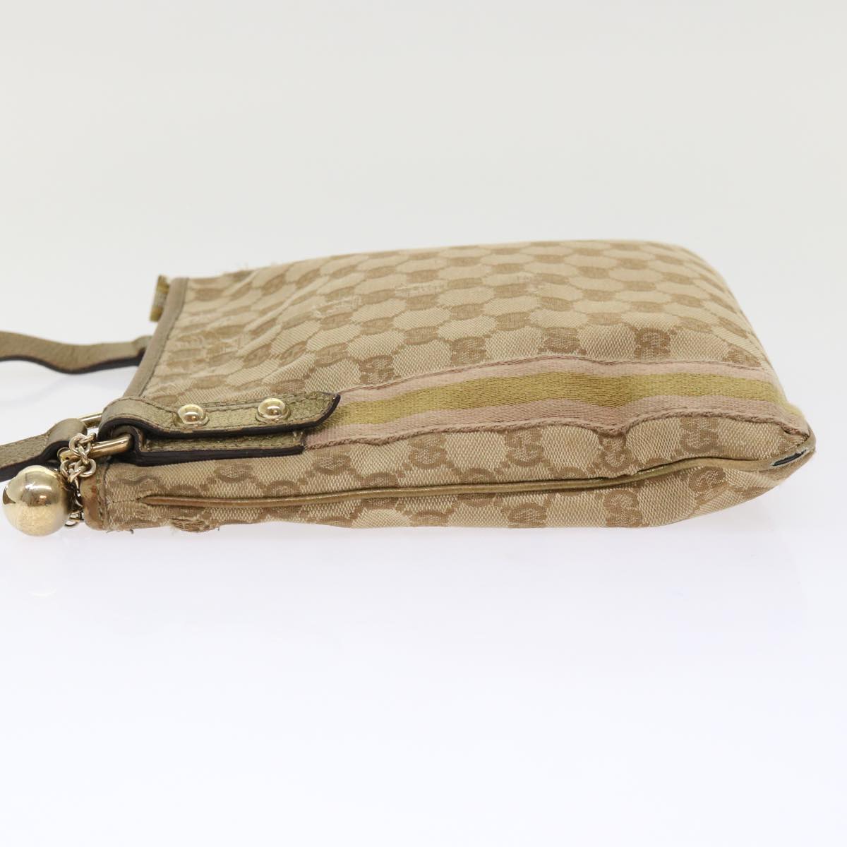 GUCCI GG Canvas Sherry Line Shoulder Bag Beige Gold pink
