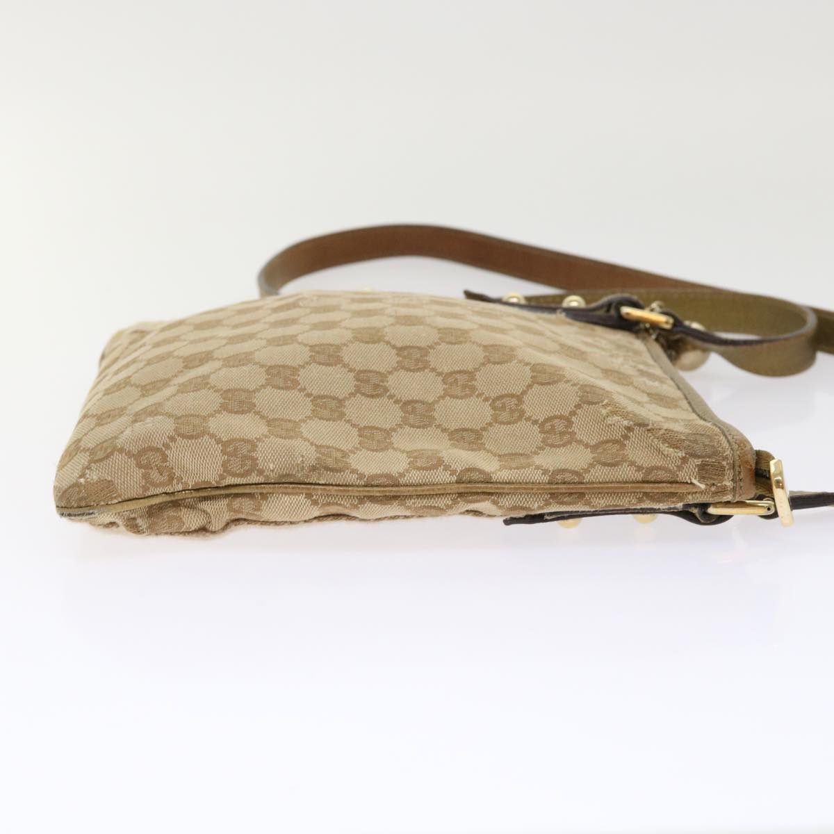 GUCCI GG Canvas Sherry Line Shoulder Bag Beige Gold pink