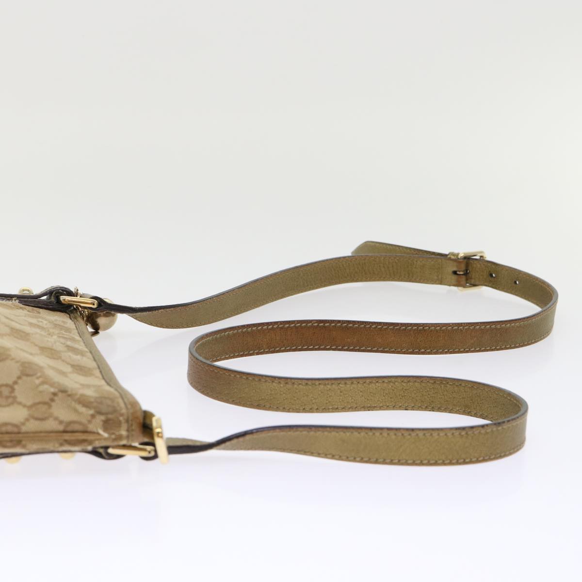 GUCCI GG Canvas Sherry Line Shoulder Bag Beige Gold pink