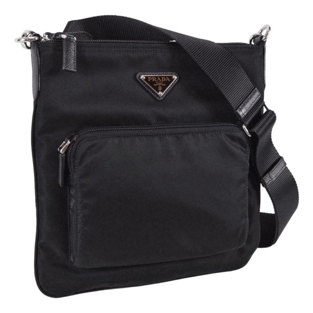 Prada Tessuto Nylon Sport Black Messenger Crossbody Bag 1BH716