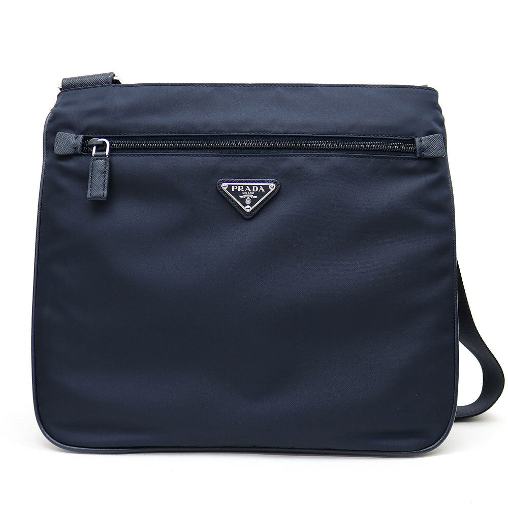 Prada Tessuto Saffiano Blue Nylon Logo Crossbody Messenger Bag 2VH563