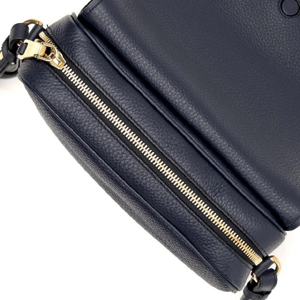Prada Vitello Phenix Baltico Blue Leather Flap Crossbody Bag 1BD163