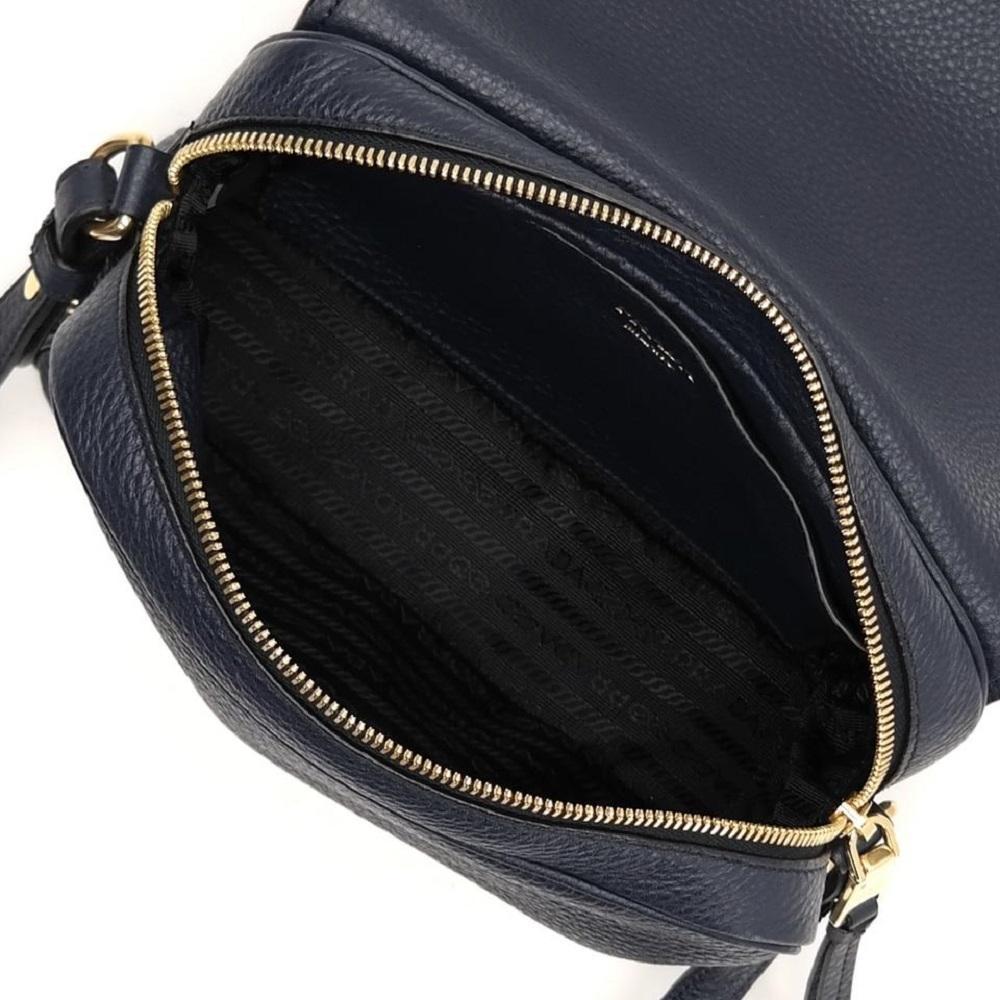 Prada Vitello Phenix Baltico Blue Leather Flap Crossbody Bag 1BD163