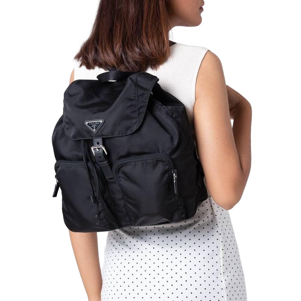 Prada Zainetto Unisex Black Tessuto Nylon Backpack Rucksack 1BZ005