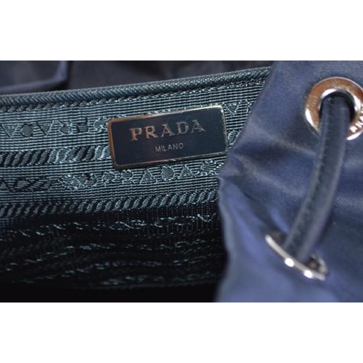 Prada Zainetto Navy Tessuto Nylon Leather Trim Backpack Rucksack 1BZ005