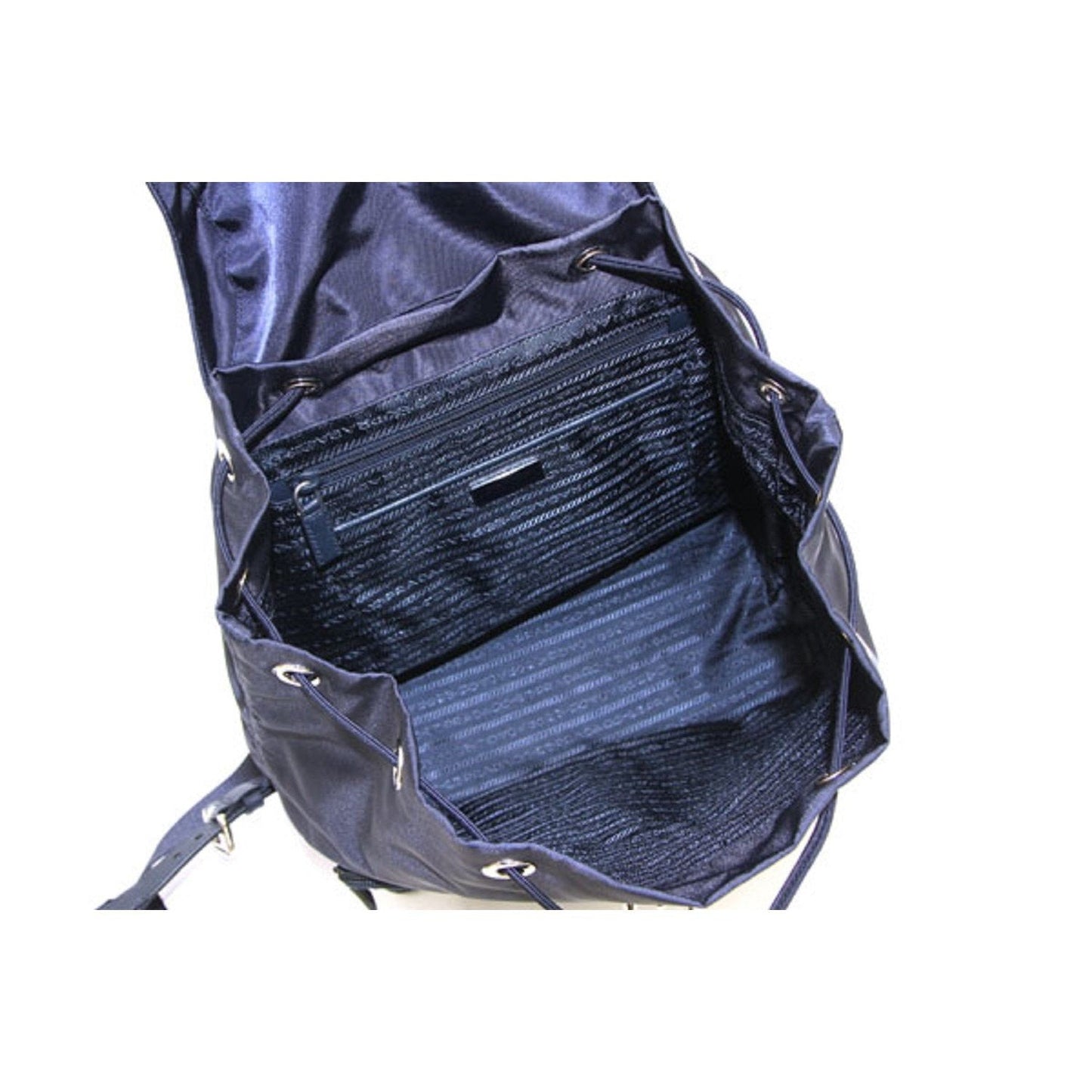 Prada Zainetto Navy Tessuto Nylon Leather Trim Backpack Rucksack 1BZ005