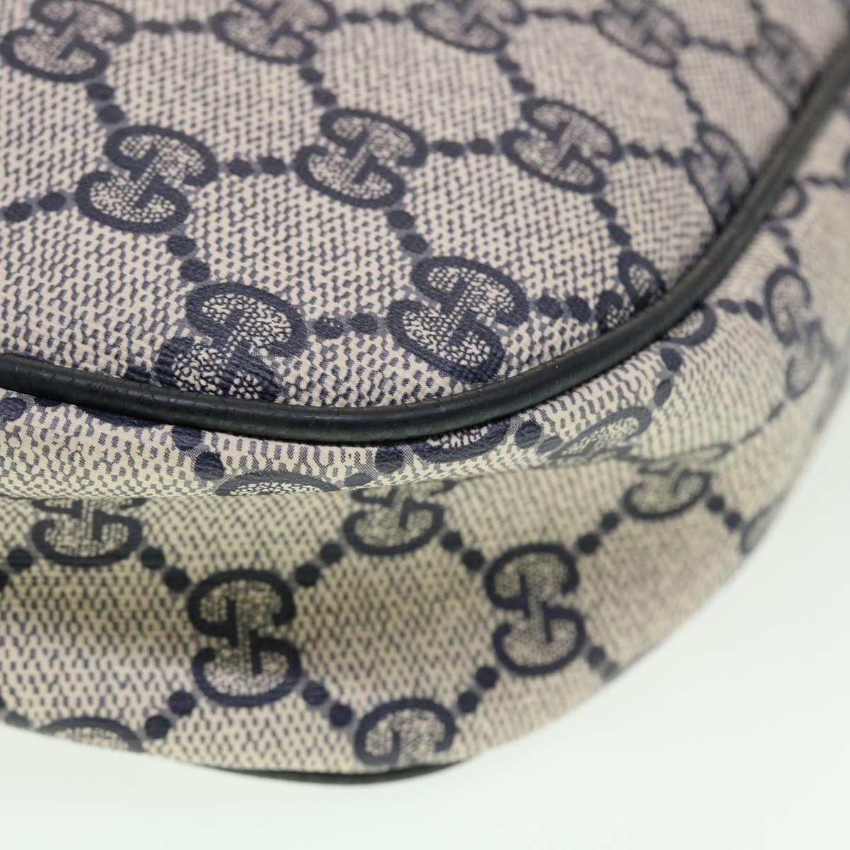 GUCCI GG Canvas Sherry Line Clutch Bag Gray Red Navy