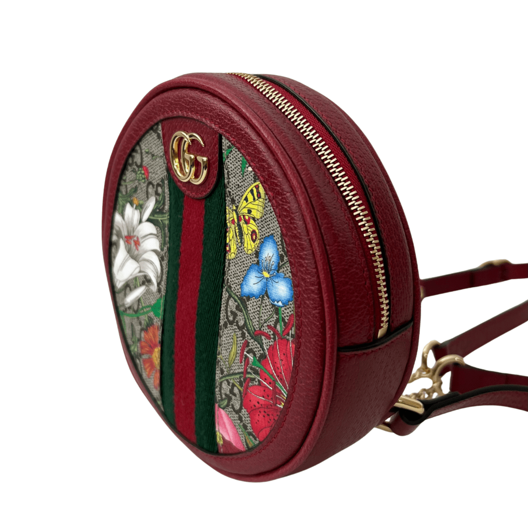 Gucci GG Supreme Flora Mini Ophidia Backpack Red