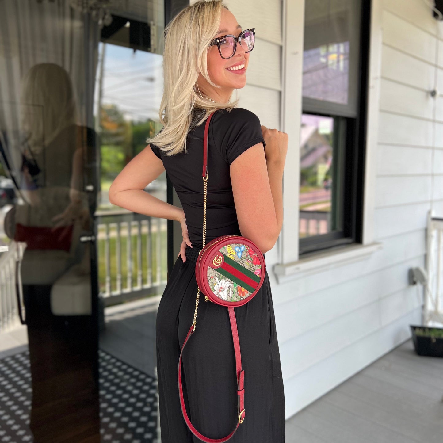 Gucci GG Supreme Flora Mini Ophidia Backpack Red