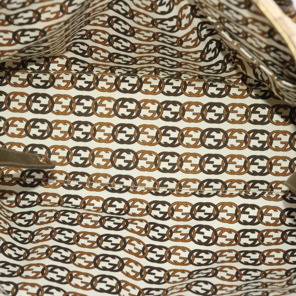 GUCCI GG Canvas Princy Line Tote Bag Leather Gold Tone
