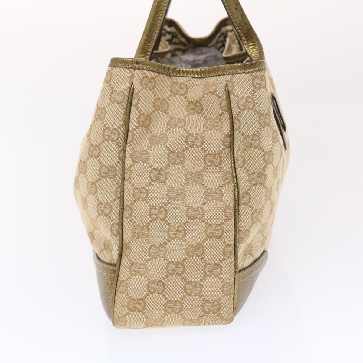 GUCCI GG Canvas Princy Line Tote Bag Leather Gold Tone