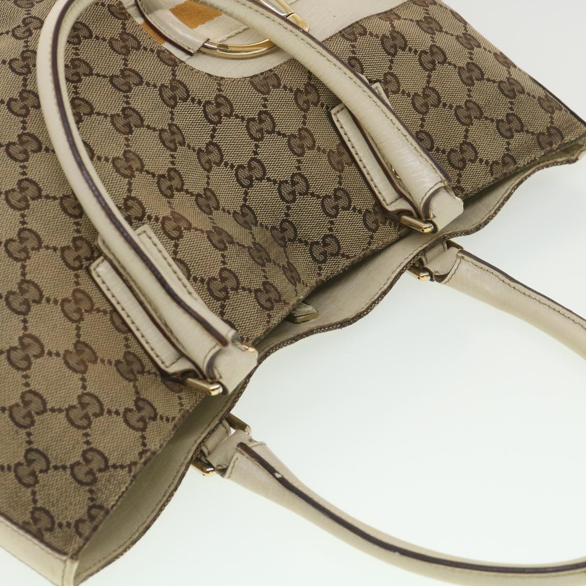 GUCCI GG Canvas Sherry Line Shoulder Bag Beige