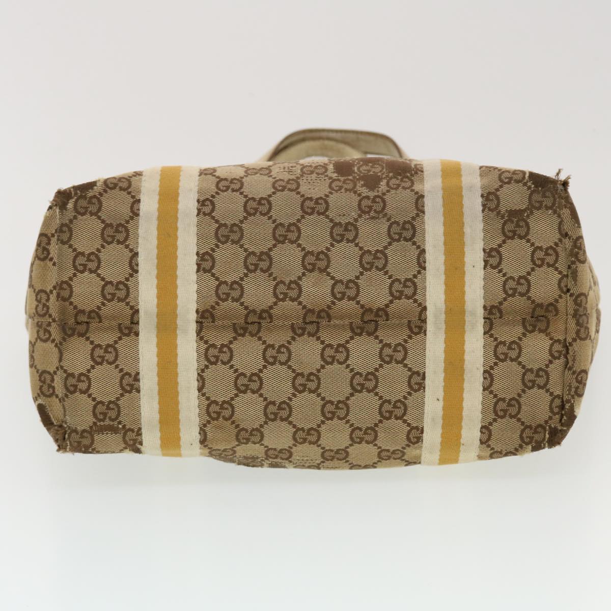 GUCCI GG Canvas Sherry Line Tote Bag Beige Orange yellow 137896 ti1129