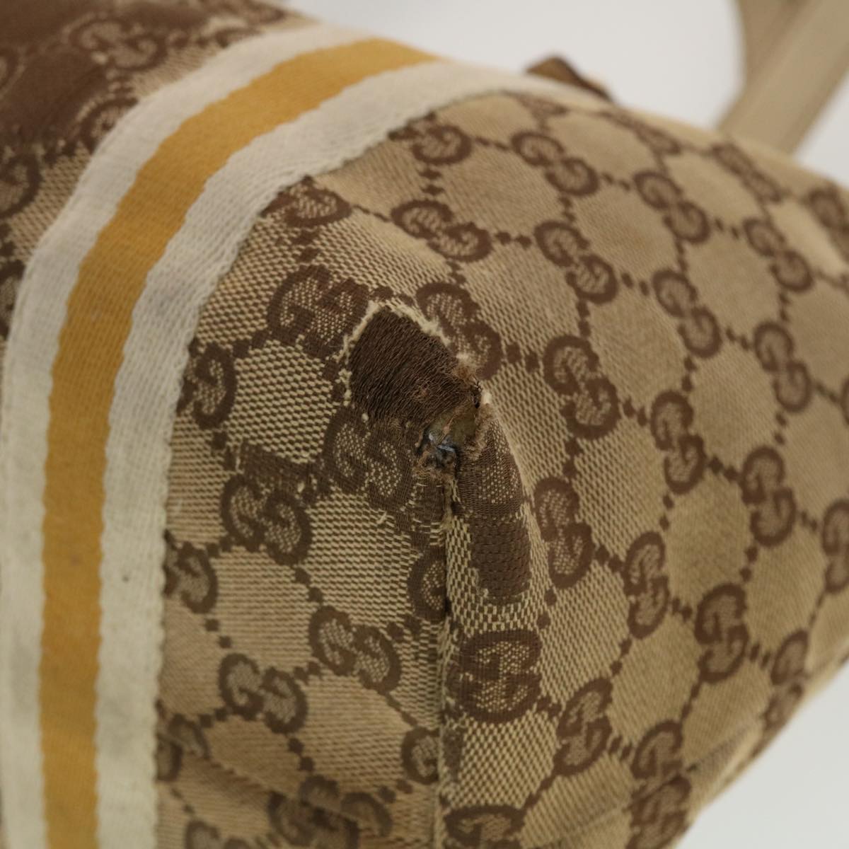 GUCCI GG Canvas Sherry Line Tote Bag Beige Orange yellow 137896 ti1129