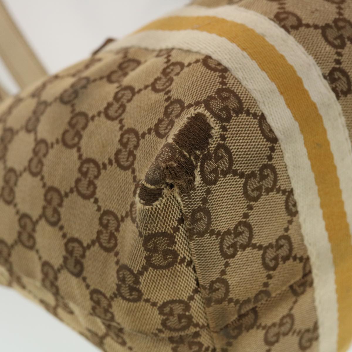 GUCCI GG Canvas Sherry Line Tote Bag Beige Orange yellow 137896 ti1129