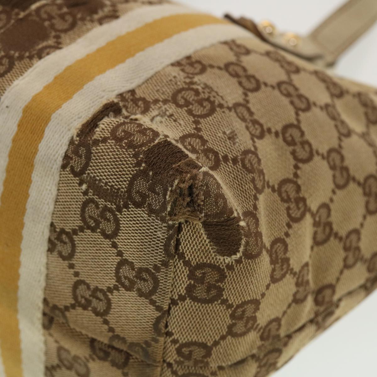 GUCCI GG Canvas Sherry Line Tote Bag Beige Orange yellow 137896 ti1129