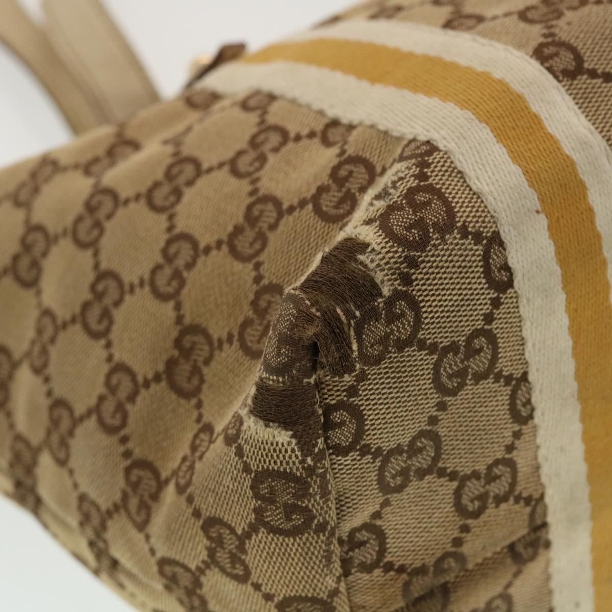 GUCCI GG Canvas Sherry Line Tote Bag Beige Orange yellow 137896 ti1129