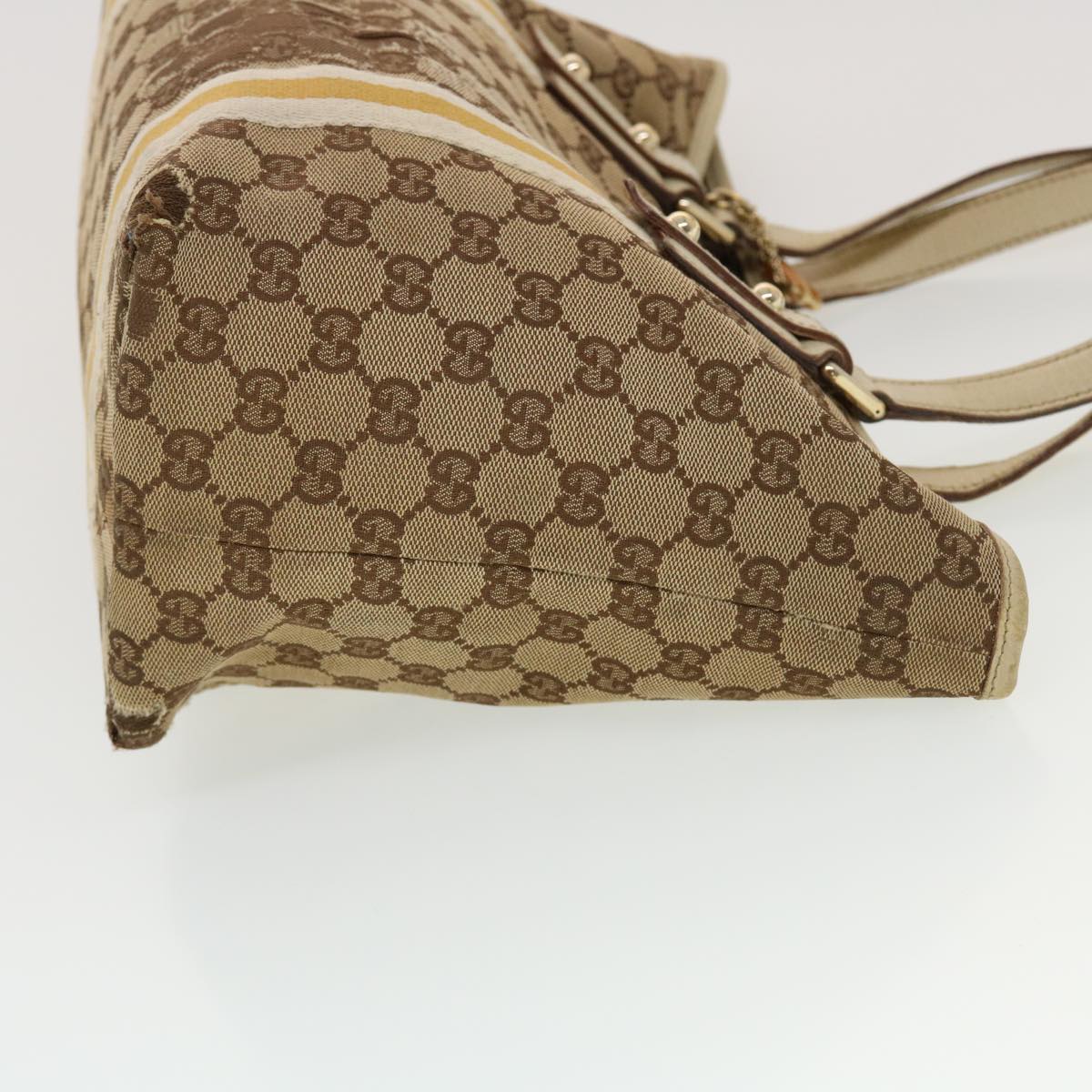 GUCCI GG Canvas Sherry Line Tote Bag Beige Orange yellow 137896 ti1129