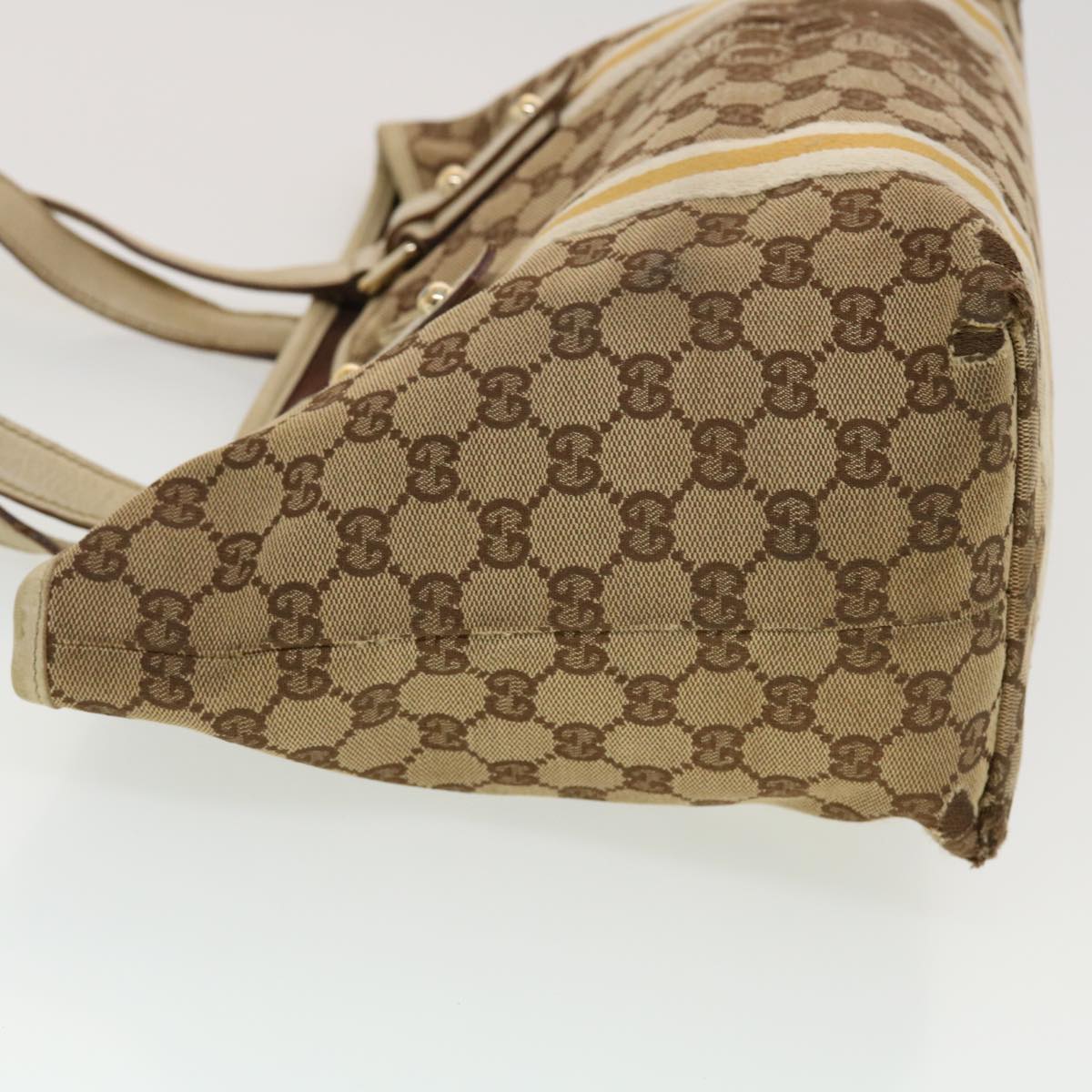 GUCCI GG Canvas Sherry Line Tote Bag Beige Orange yellow 137896 ti1129