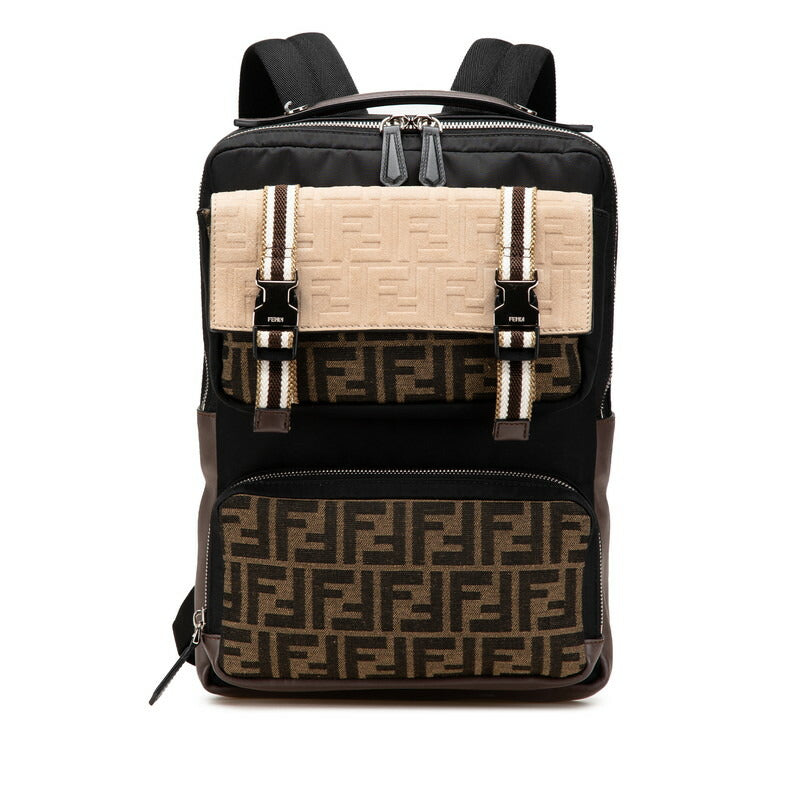 Fendi Nylon Leather Zucca Backpack 7VZ047