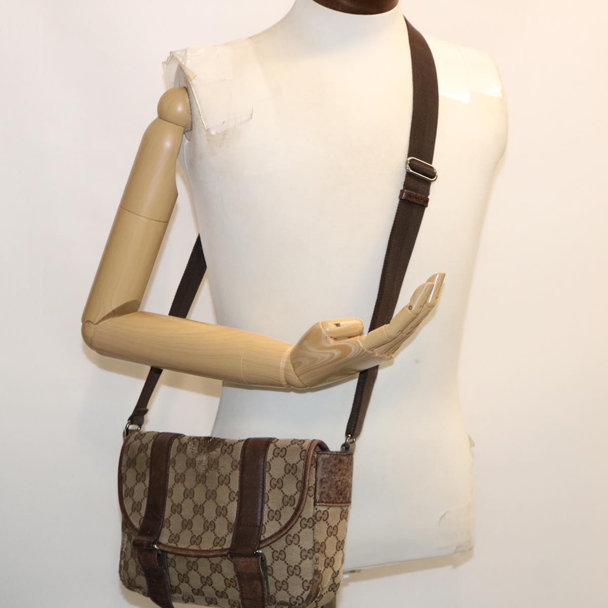 GUCCI GG Canvas Sherry Line Shoulder Bag 2Set Pink Beige