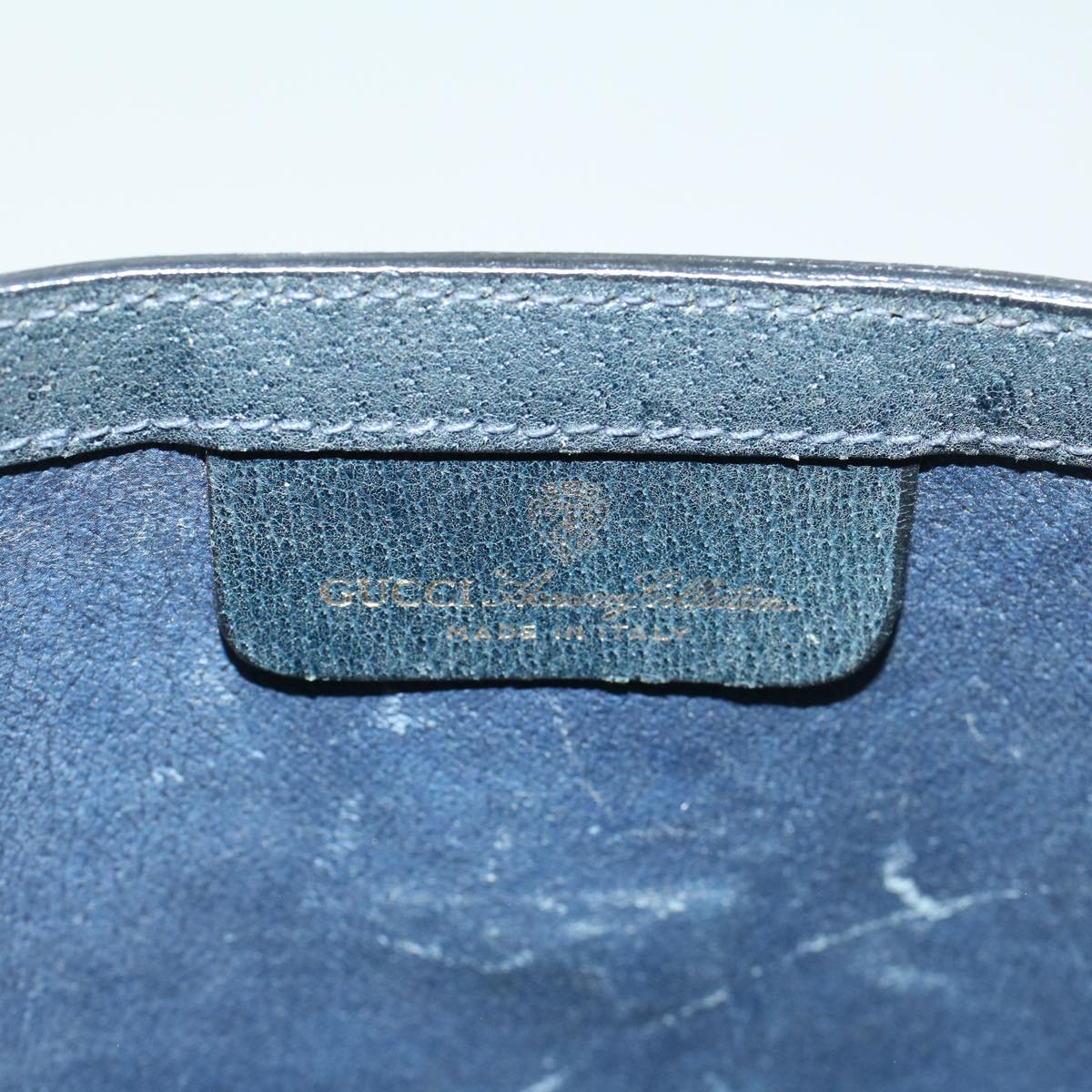 GUCCI GG Canvas Sherry Line Clutch Bag PVC Leather Gray Red Navy