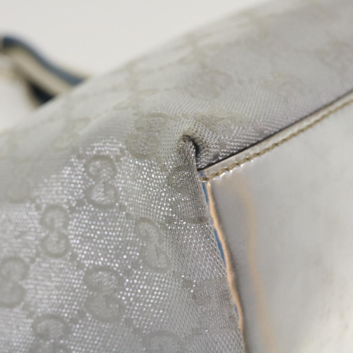 GUCCI GG Canvas Sherry Line Tote Bag Silver Blue gray 131223 yt974