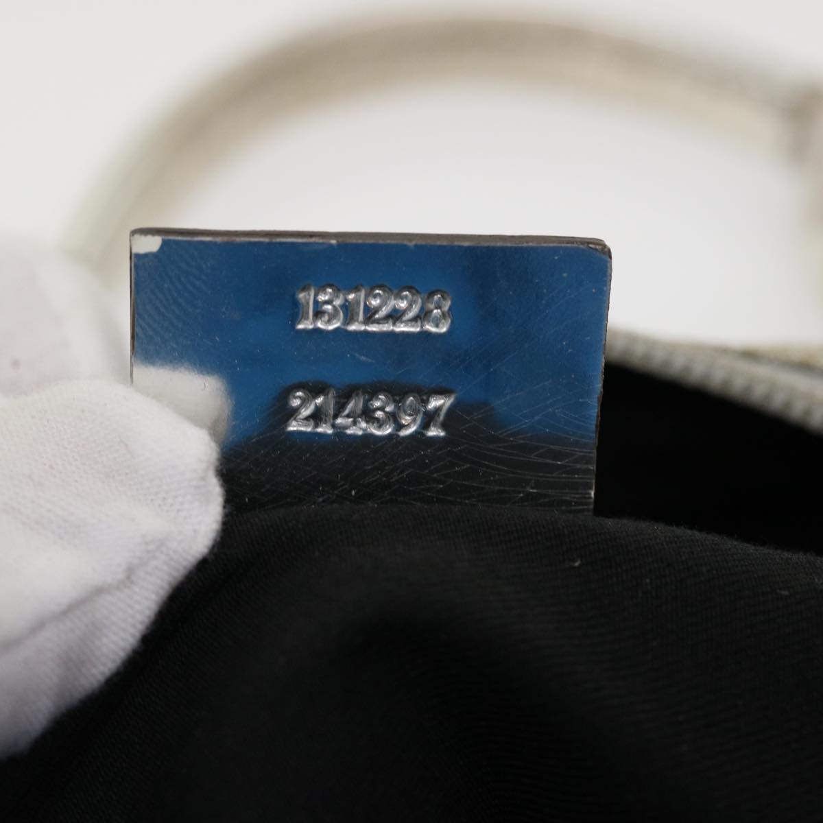 GUCCI GG Canvas Sherry Line Tote Bag Silver Blue gray 131223 yt974