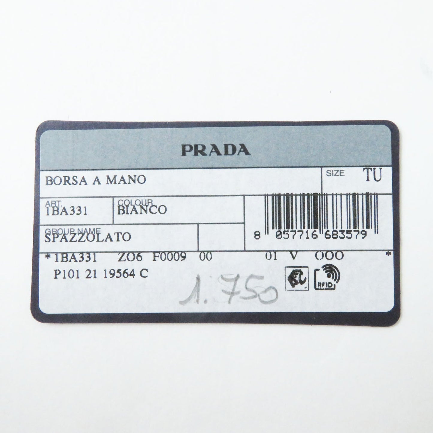 PRADA Shoulder Bag 1BA331 leather BIANCO Small Brushed Leather