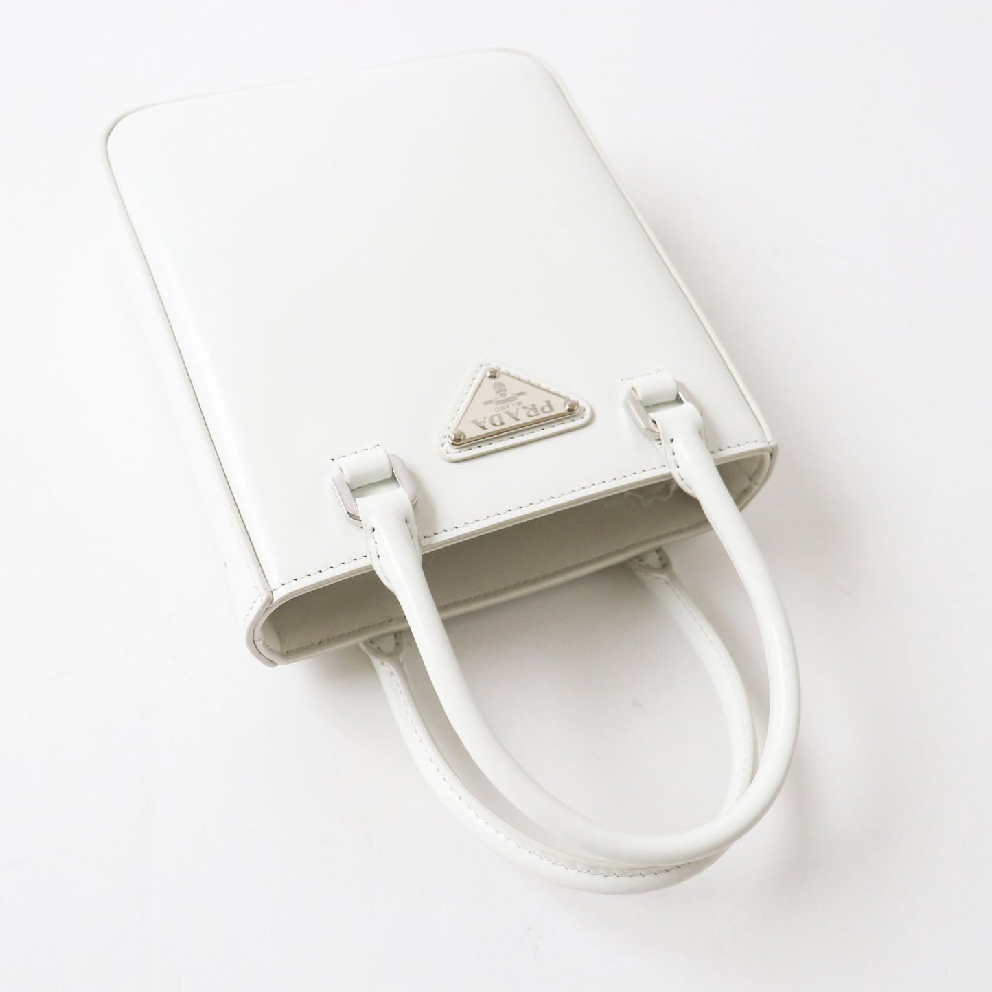 PRADA Shoulder Bag 1BA331 leather BIANCO Small Brushed Leather